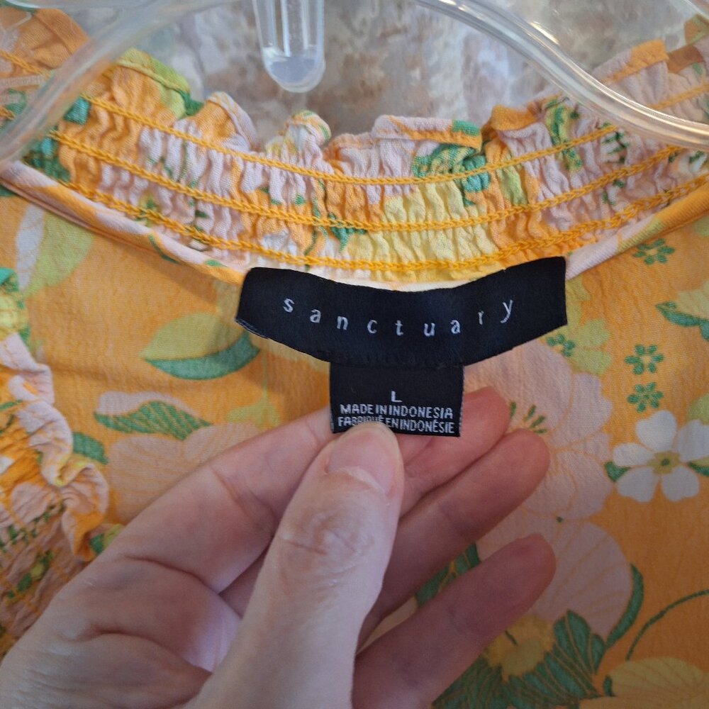 Yellow/green floral Sanctuary blouse size Large - Picture 5 of 8